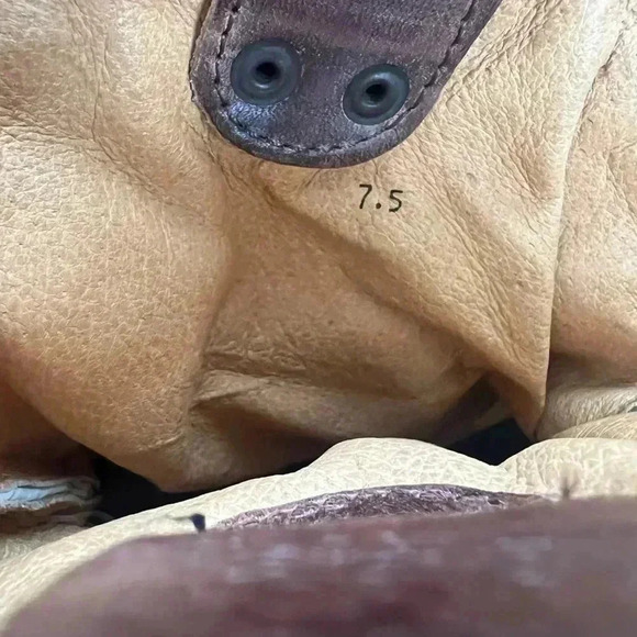 BED STU Bruges Teak Rustic Brown Leather Bootie Boots Slouch Wooden Wedge Sz 7.5 - Picture 5 of 16